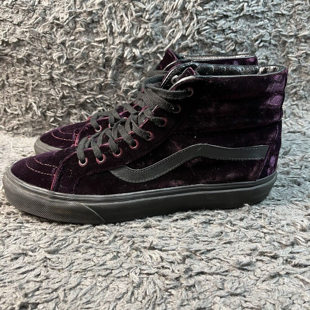 VANS Sk8-Hi Velvet Velour Red Purple Sz 10.5 Men's Sneakers LE Hi